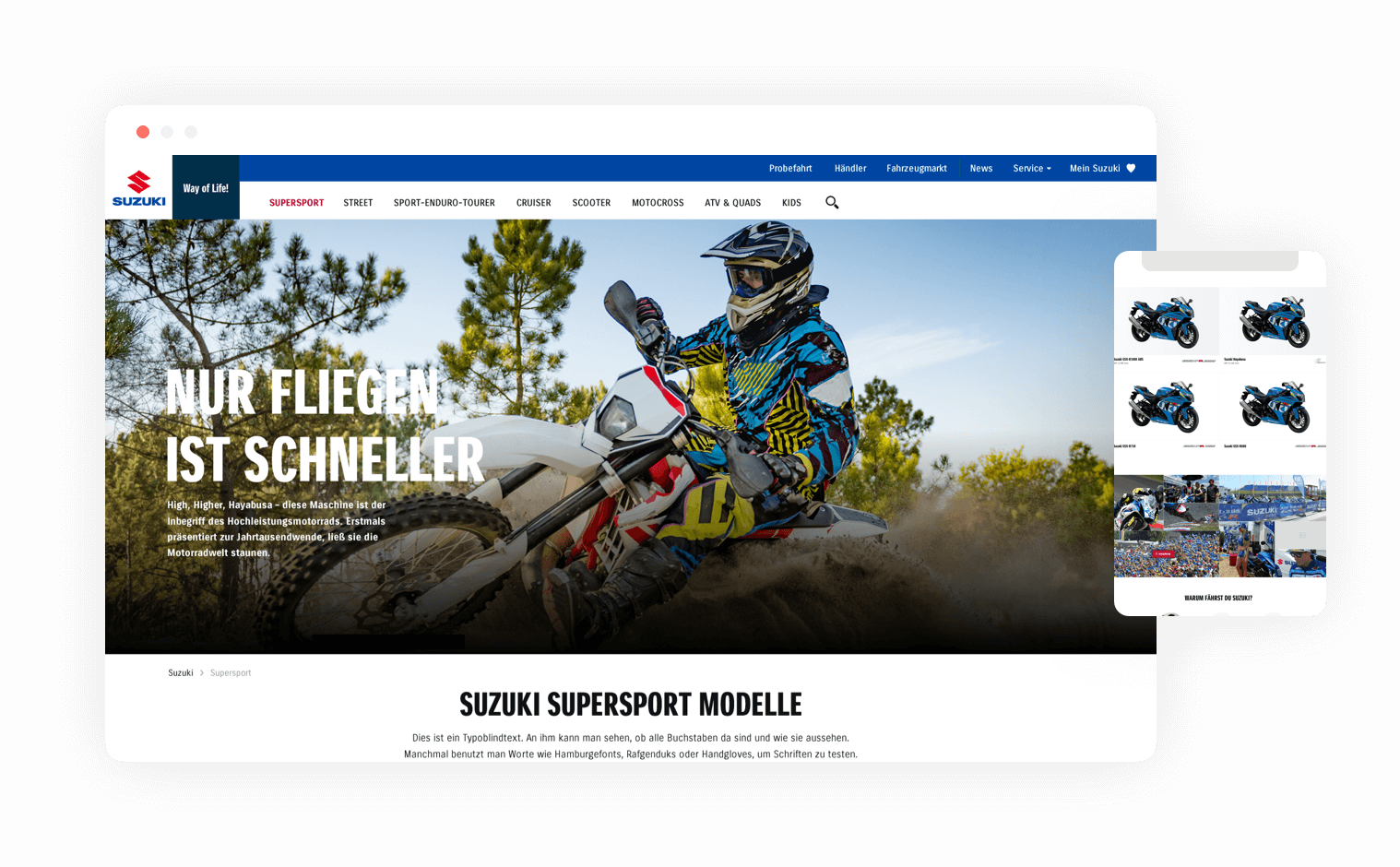 Webseite Suzuki Motorrad Webseite Suzuki Motorrad