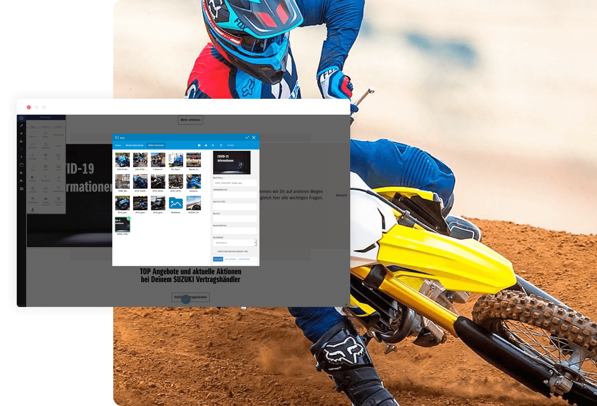 Interaktiv Tiles Editor bei Motorrad Suzuki Tiles Editor Suzuki Motorrad